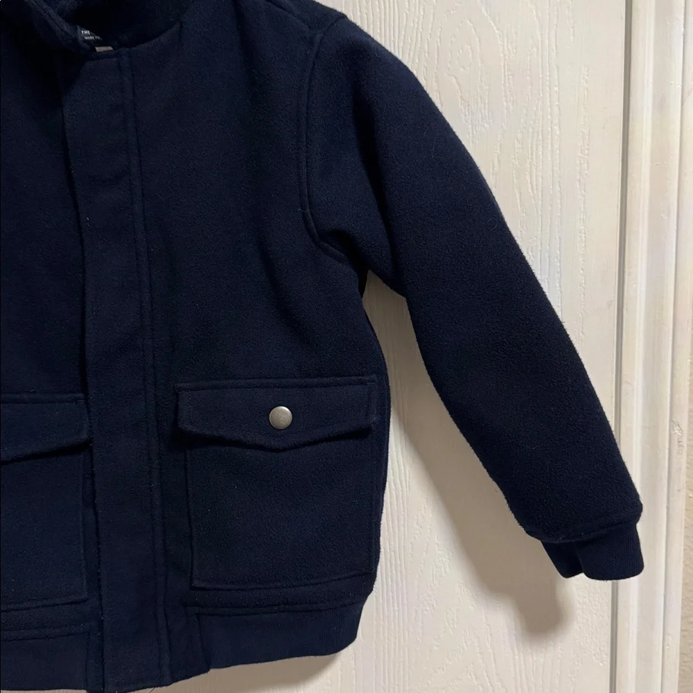 OshKosh B'gosh Navy Blue Fleece‎ Lined Boys Pea Coat Size 7 Full Zip Pockets